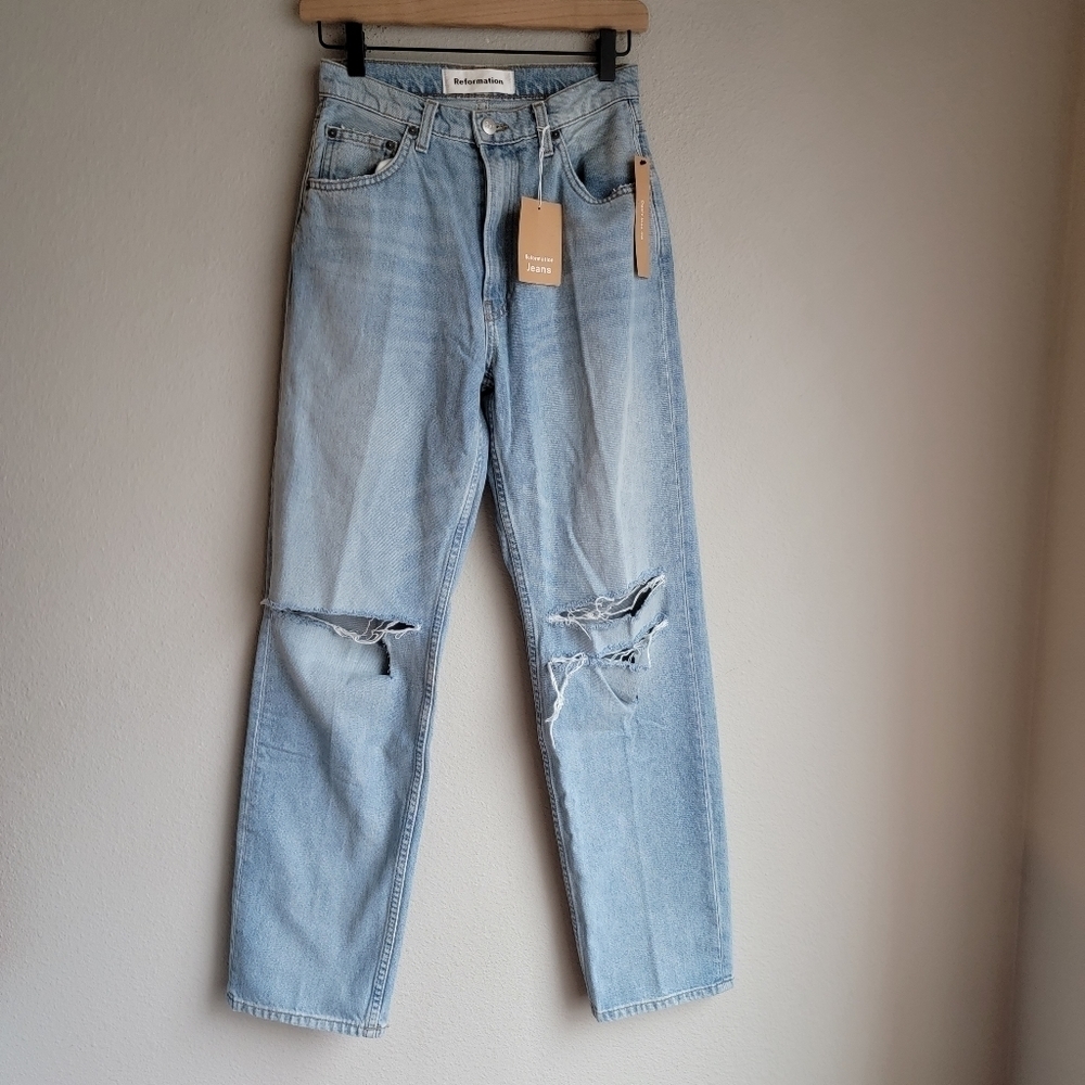 Reformation Dawson Relaxed Jean in Skye Destroyed size 25 NWT - Picture 5 of 10